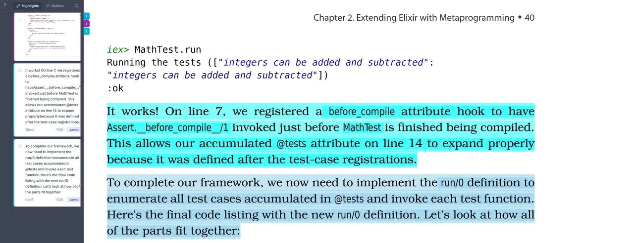 Highlighting feature interface